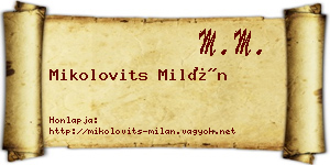Mikolovits Milán névjegykártya
