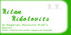 milan mikolovits business card